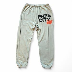 Free City Logo Sweat Pants in Pale Green Rare size XXL